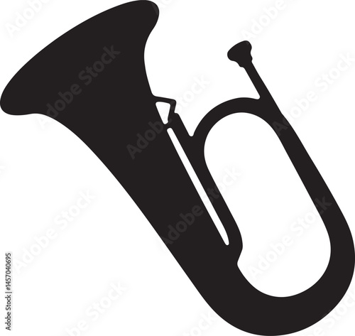 Tableau sur toile Hundred baritone silhouette, Saxhorn baritone silhouette vector Illustration