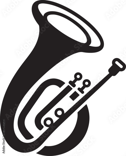 Hundred baritone silhouette, Saxhorn baritone silhouette vector Illustration 