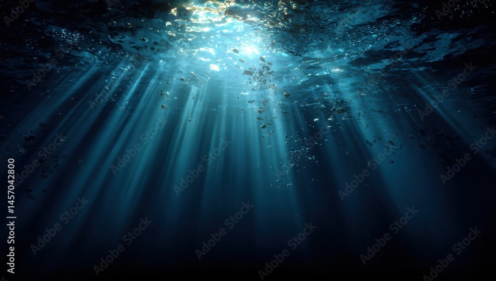 Fototapeta premium Sunbeams Illuminating the Ocean Depths