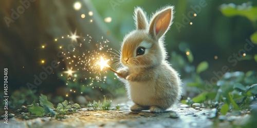 Adorable Baby Bunny with Magical Sparkle
