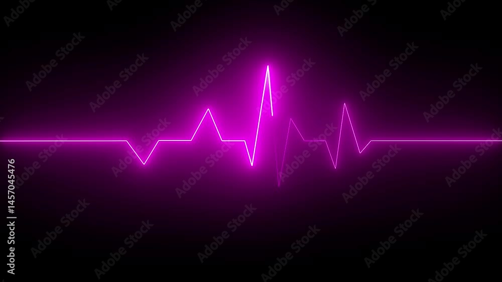 Heart rate monitor electrocardiogram beautiful bright glowing, Health- medicine and human heart concepts.Neon heartbeat signal icon animation. Heart rate monitor electrocardiogram beautiful bright glowing, Health- medicine and human heart concepts.Neon heartbeat signal icon animation.