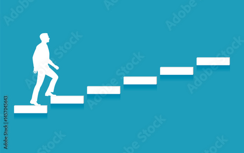 man climbs the career ladder