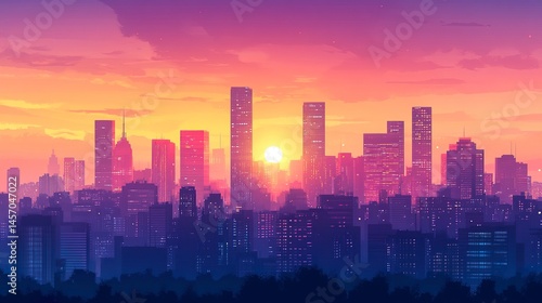 Wallpaper Mural City skyline with elegant skyscrapers glass exteriors minimalist urban design glowing under daylight seamless wallpaper aesthetic.  Torontodigital.ca