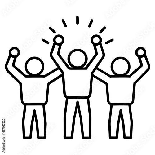 Team-cheering Vector Illustration Printable Graphic Design for Office Celebration