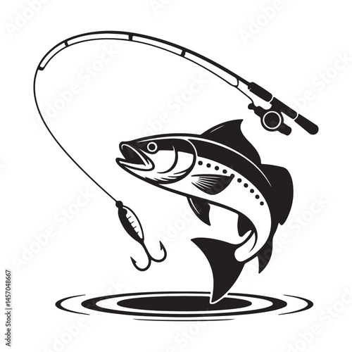 Fishing Silhouette Vector On White Background