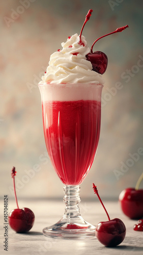 Wallpaper Mural Glass of sweet fresh cherry milkshake. AI Generative Torontodigital.ca