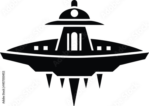 spaceship black  silhouette vector,UFO Icon Vector Design