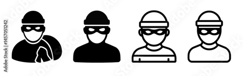 Burglar and Thief Icon Set in Bold and Outline Styles