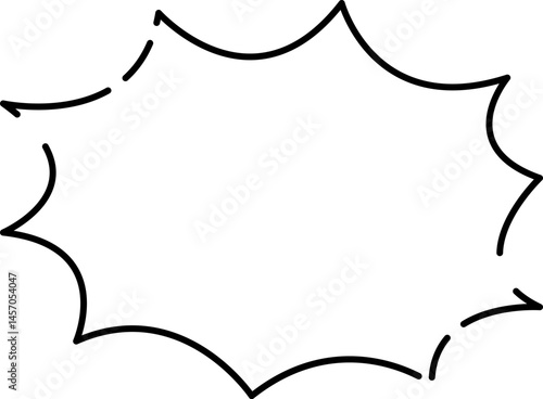 爆発の形のシンプル白黒ふきだし