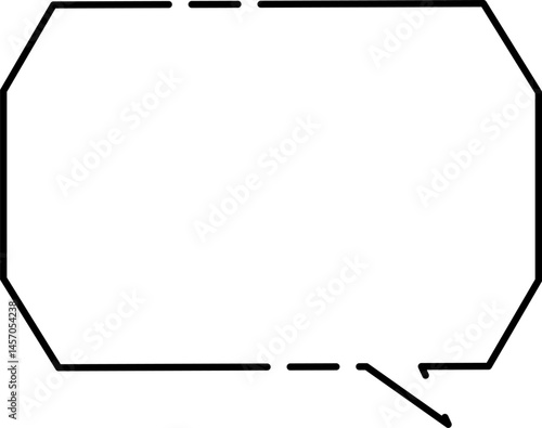 シンプル角ばったモノクロふきだし(しっぽ右)