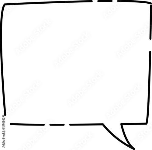 ゆるい四角の隙間のあるシンプルふきだし(しっぽ右)