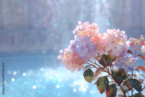 Beautiful Pastel Flowers by the Pool