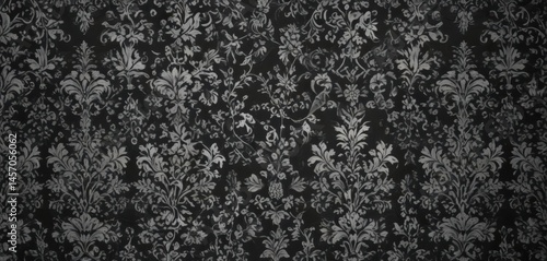 Elegant monochrome damask wallpaper  Intricate floral patterns in a gothic style , wallpaper, background, interior
