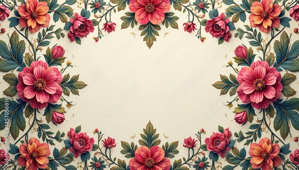 Fototapeta premium Intricate floral design, repeating motif in muted tones , wallpaper, elegant