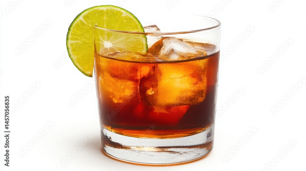 Refreshing Iced Rum and Cola Cocktail with Lime Refreshing Iced Rum and Cola Cocktail with Lime