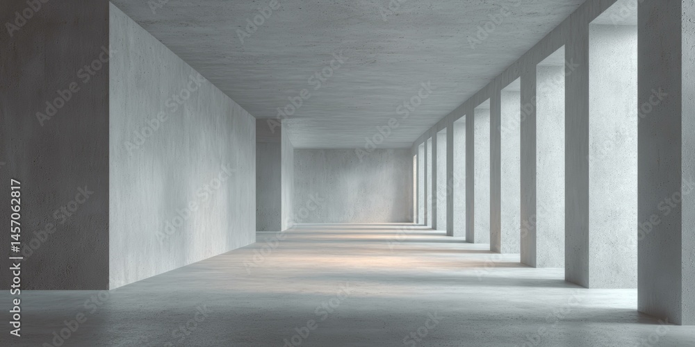 Obraz premium Modern Concrete Architectural Corridor