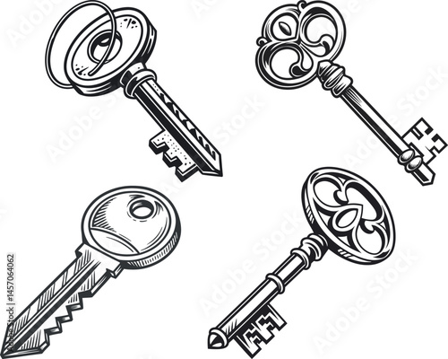 Key Icon in Black and White