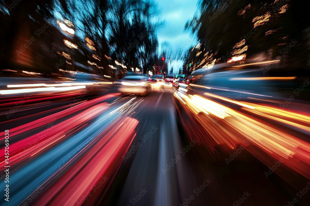 Long exposure shot of a road with blurred car lights at night. Long exposure shot of a road with blurred car lights at night.