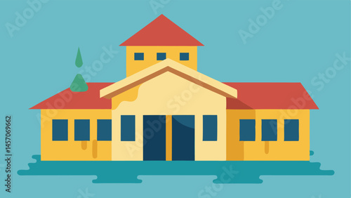 Dilapidated School Building A school building with peeling paint and leaking roof illustrating the neglect of infrastructure that comes with underfunding.