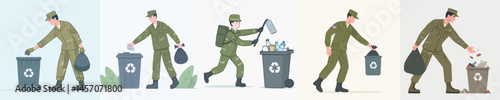 soldier vector throwing garbage