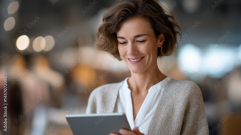 Fototapeta premium Efficient Clothing Store Management with Tablet Technology