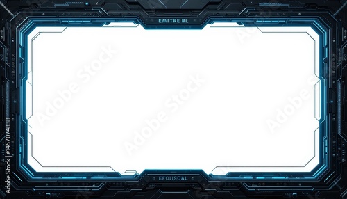 Futuristic Tech Frame Blue Glowing Border Design