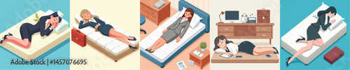 vector of secretary sleeping