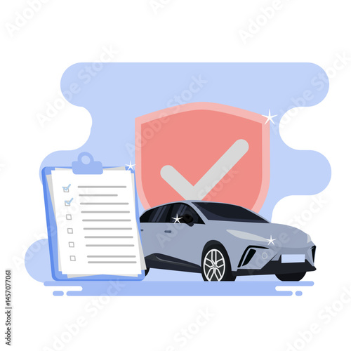 Car insurance concept. Repair cost accommodation. Flat style illustration.