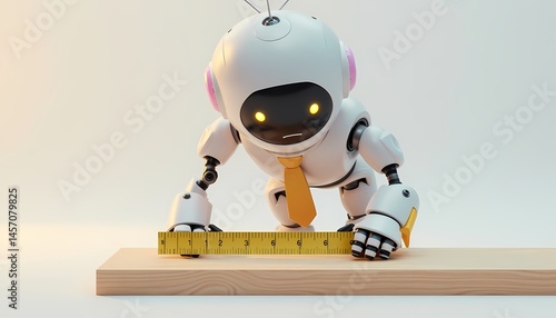 Robot Measuring Wood Plank with Ruler