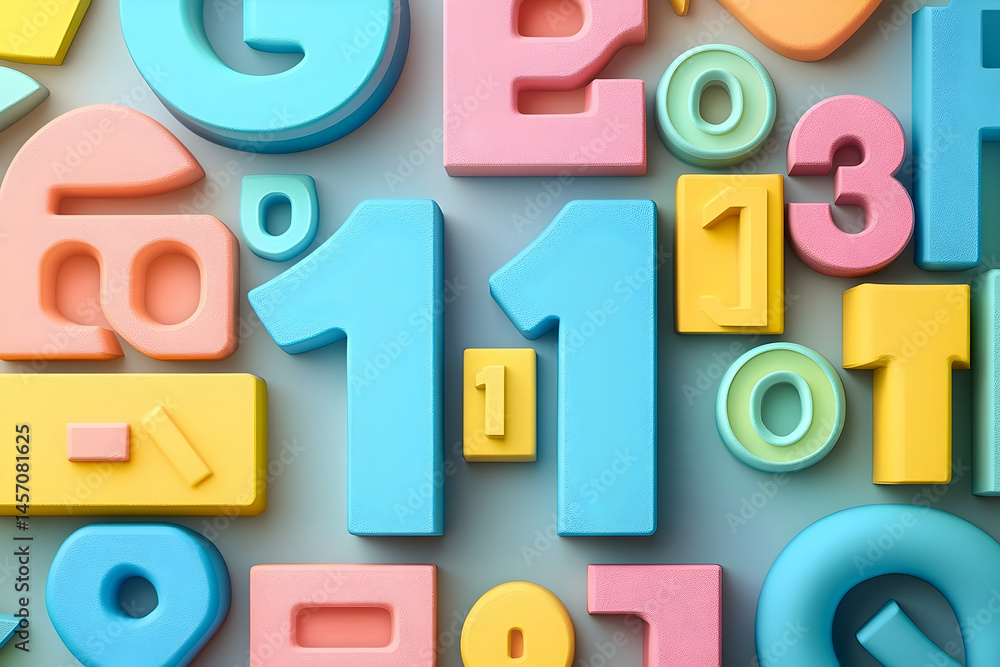 Fototapeta premium Colorful numbers and letters graphic design