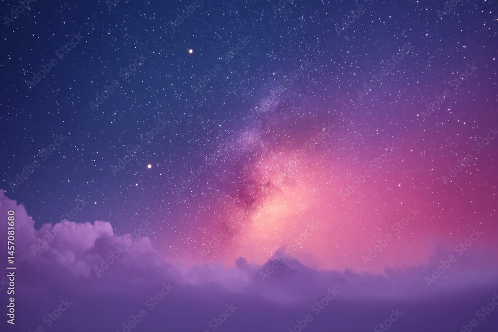 Fototapeta premium Starry Night Sky Above the Clouds