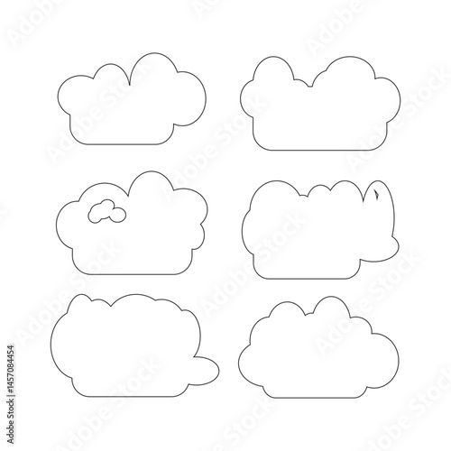 Cloud Shape Vector Set with Unique and Artistic Outline Designs, cloud icon set, set of cloud icon vector design