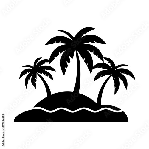 Tropical palm trees set silhouettes Black palm trees set isolated on white background. Palm silhouettes. Design of palm trees for posters, banners and promotional items. 