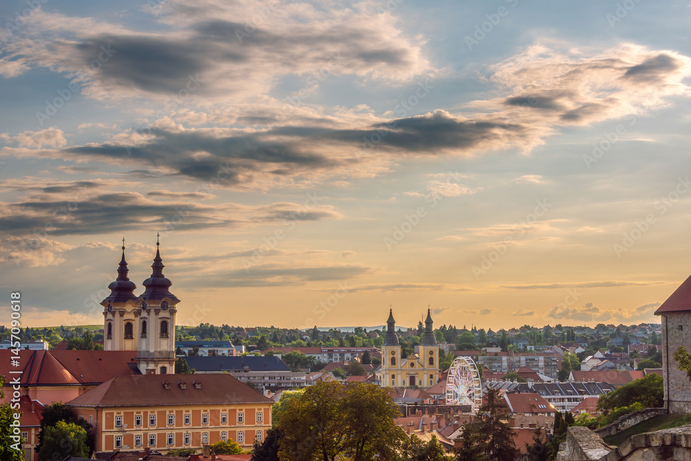 Panoramic view of Eger, Hungary during sunset. Panoramic view of Eger, Hungary during sunset.