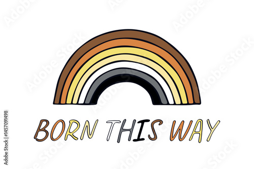 Colorful rainbow shape Bear brotherhood pride flag Happy pride day LGBTQIA community Pride Month Vector hand drawn doodle for posters, stickers, logo, cards