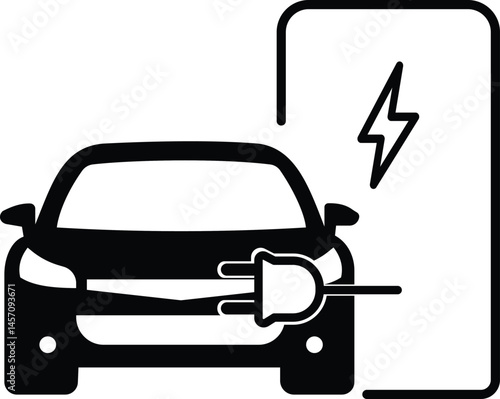 Electric car charging station icon. black icon in trendy style. isolated on white background. in modern design
