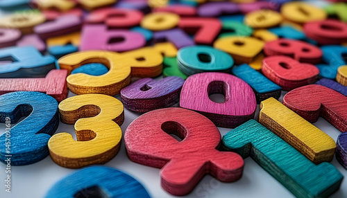 Colorful wooden numbers educational image