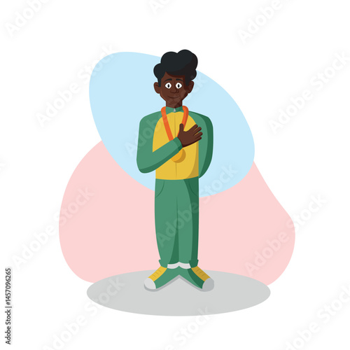 Medalist standing in pride. Vector