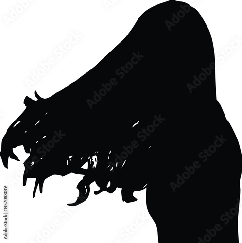 Woman with Flowing Hair Silhouette: Long Hairstyle Profile