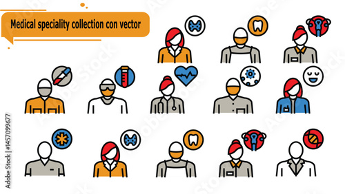 Medical speciality collection con vector