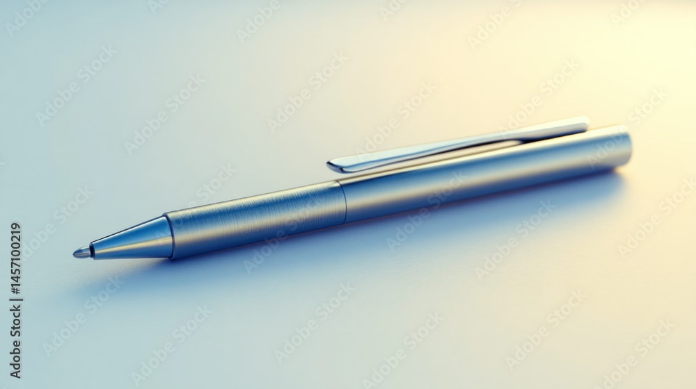 A close up shot of a shiny writing pen on a surface A close up shot of a shiny writing pen on a surface