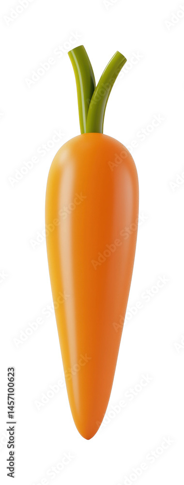 Realistic 3d rendering of an orange carrot with green leaves, cut out - stock png. Realistic 3d rendering of an orange carrot with green leaves, cut out - stock png.