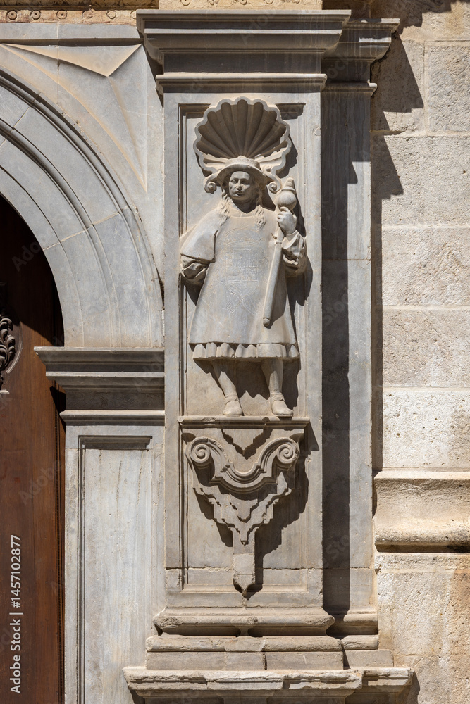 Decorative entrance to Royal Chapel of Granada, located next to Granada Cathedral, Granada, Spain, Andalusia
