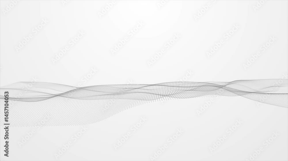 White digital minimalist background, wave in the center, smooth digital background, simple white particle background, loop animated backgrounds