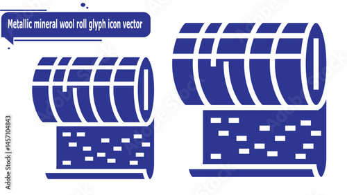 Metallic mineral wool roll glyph icon vector