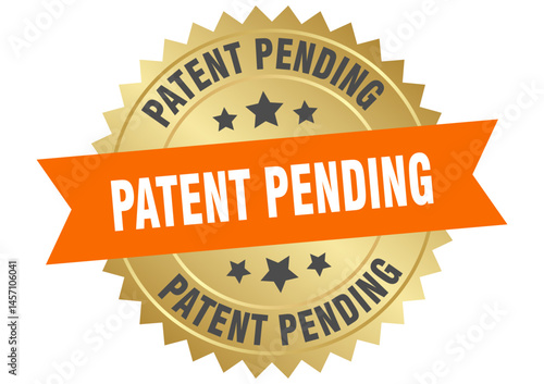 patent pending. patent pending round orange and gold label isolated on transparent background