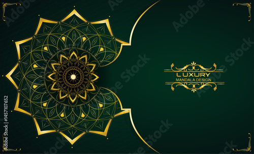 Traditional Mandala Ornament - Symmetric spiritual decor - Creative floral for Branding, Meditation Posters, Journals, and Textile Prints,  business, Yoga posters, Stationery with Golden curve
