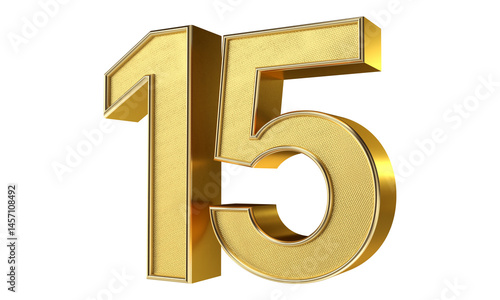Bling Bling Diamond Gold Number fifteen 3D Text Effect