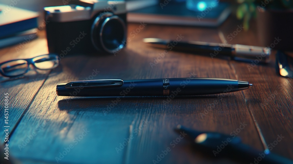 A close up photo of a pen on a wooden surface A close up photo of a pen on a wooden surface