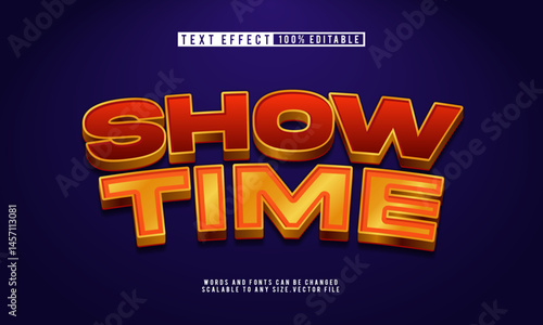 Show time 3D editable text effect with bold, fun style perfect for event designs.